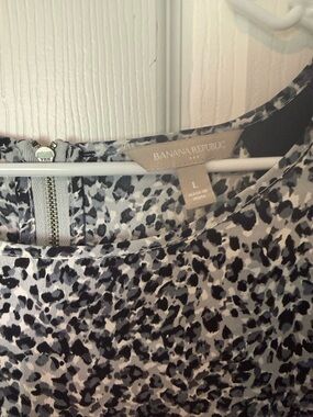 Banana Republic Gray and Black Leopard Print Blouse